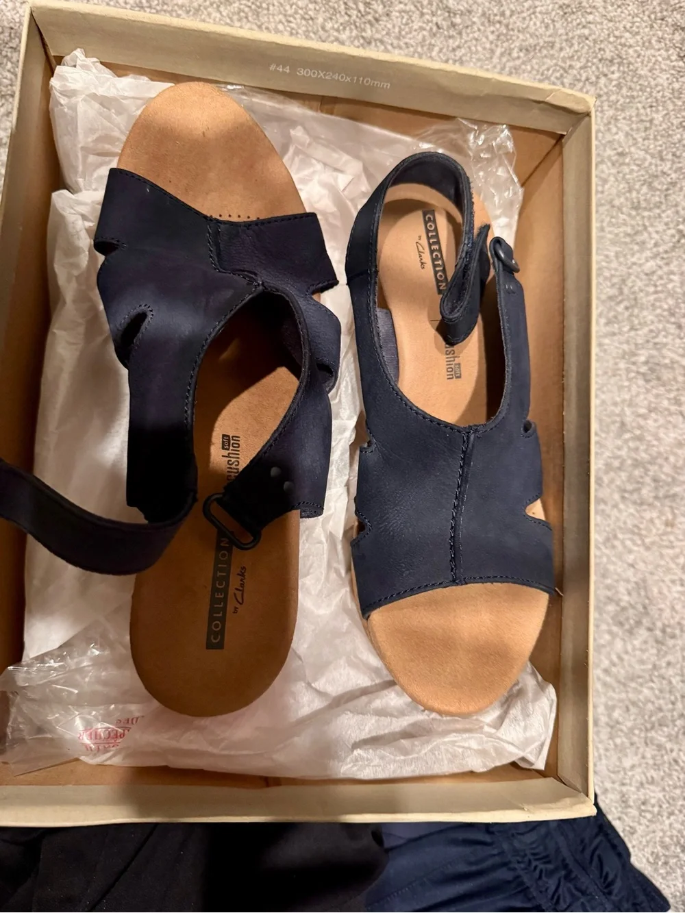 Clarks Navy Cork Platform Wedge Sandals